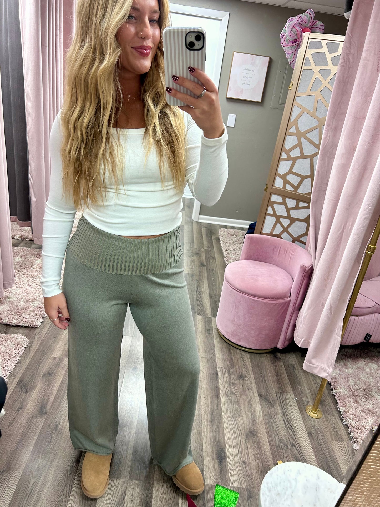 Contrast Waistband Sweater Pant