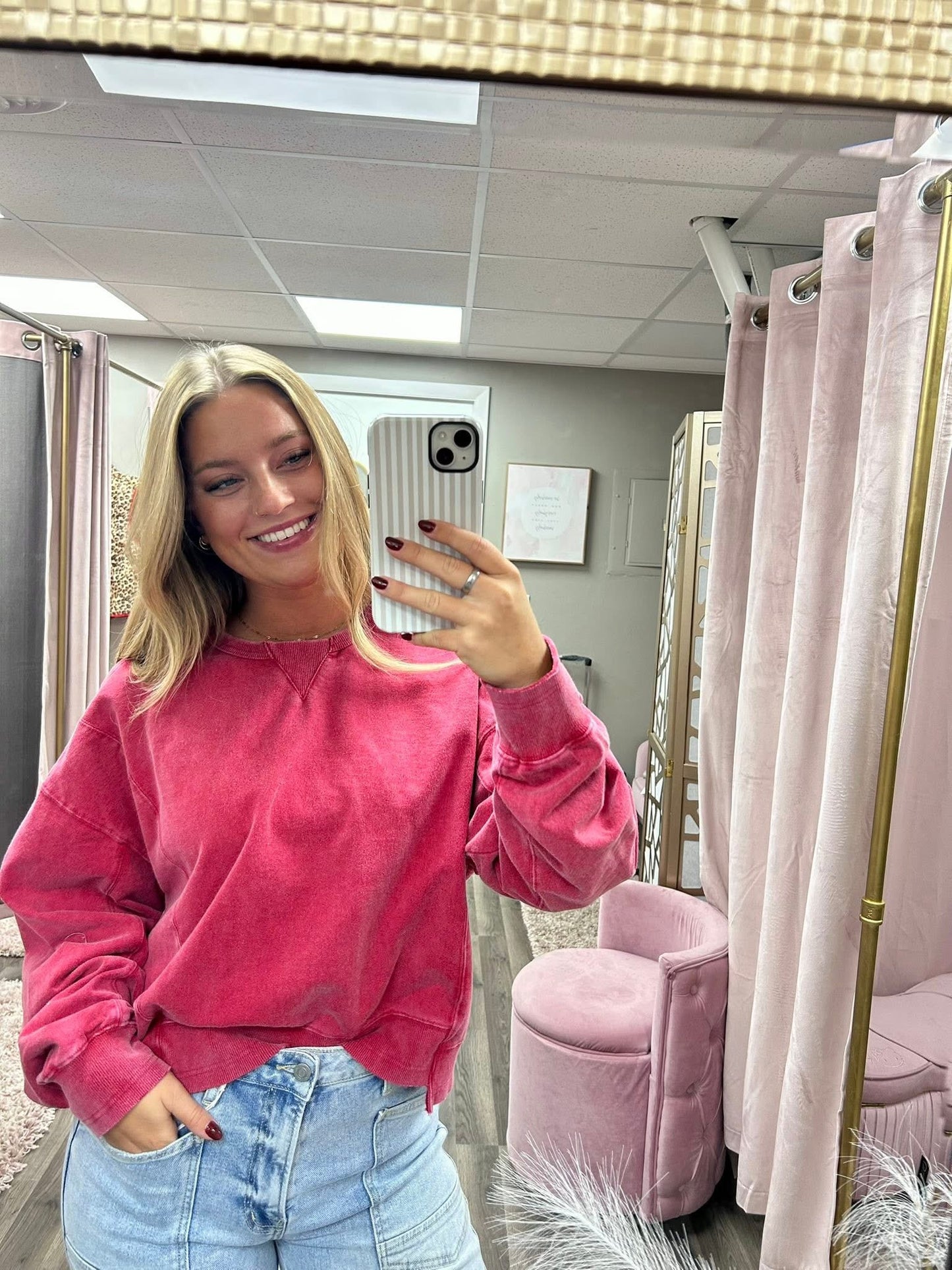 Oversized Raw Hem Crewneck