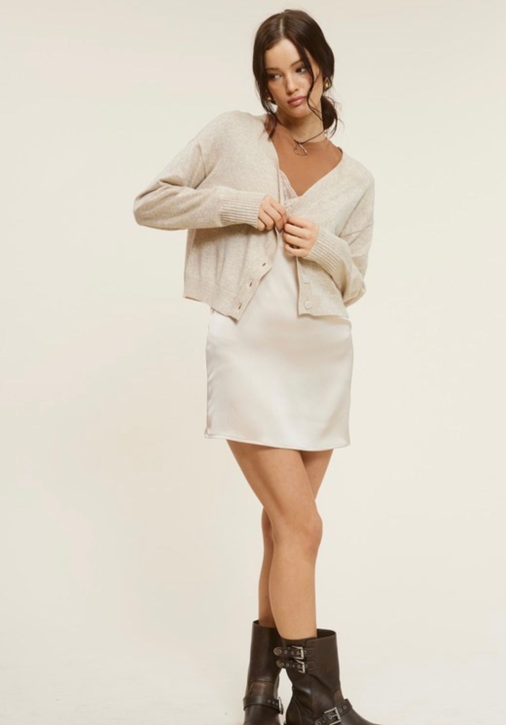 Solid Knit Button Cardigan