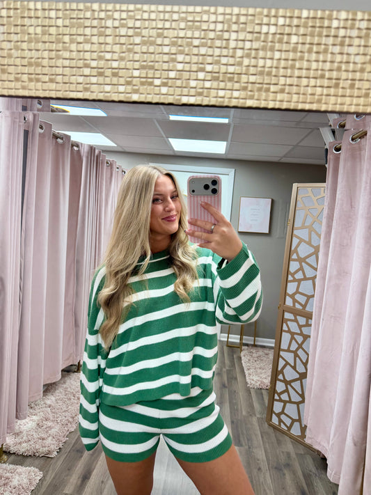 Stripe High Waist Sweater Short