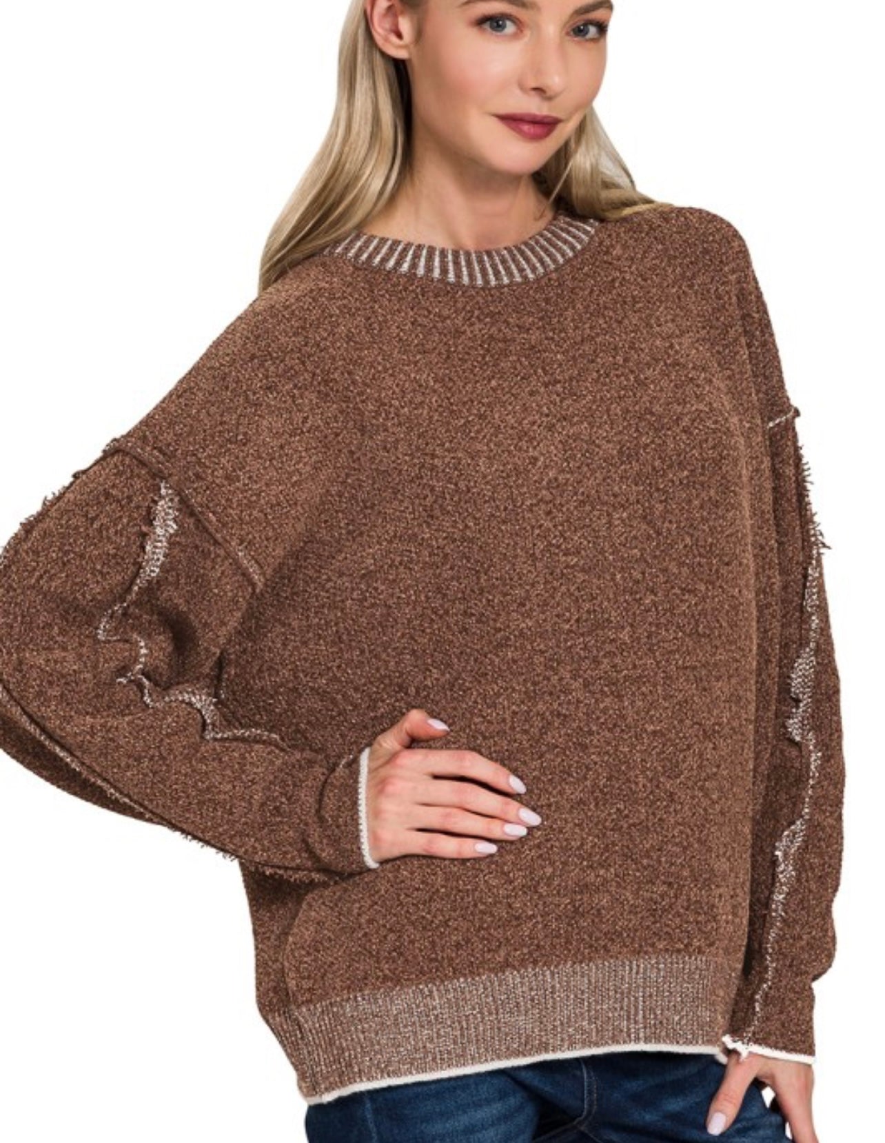 Exposed seam sweater