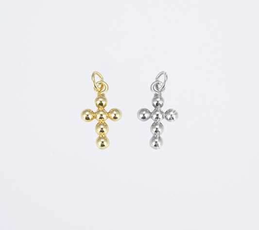 Gold Filled Minimalist Cross Charm Pendant, CP1183: Silver