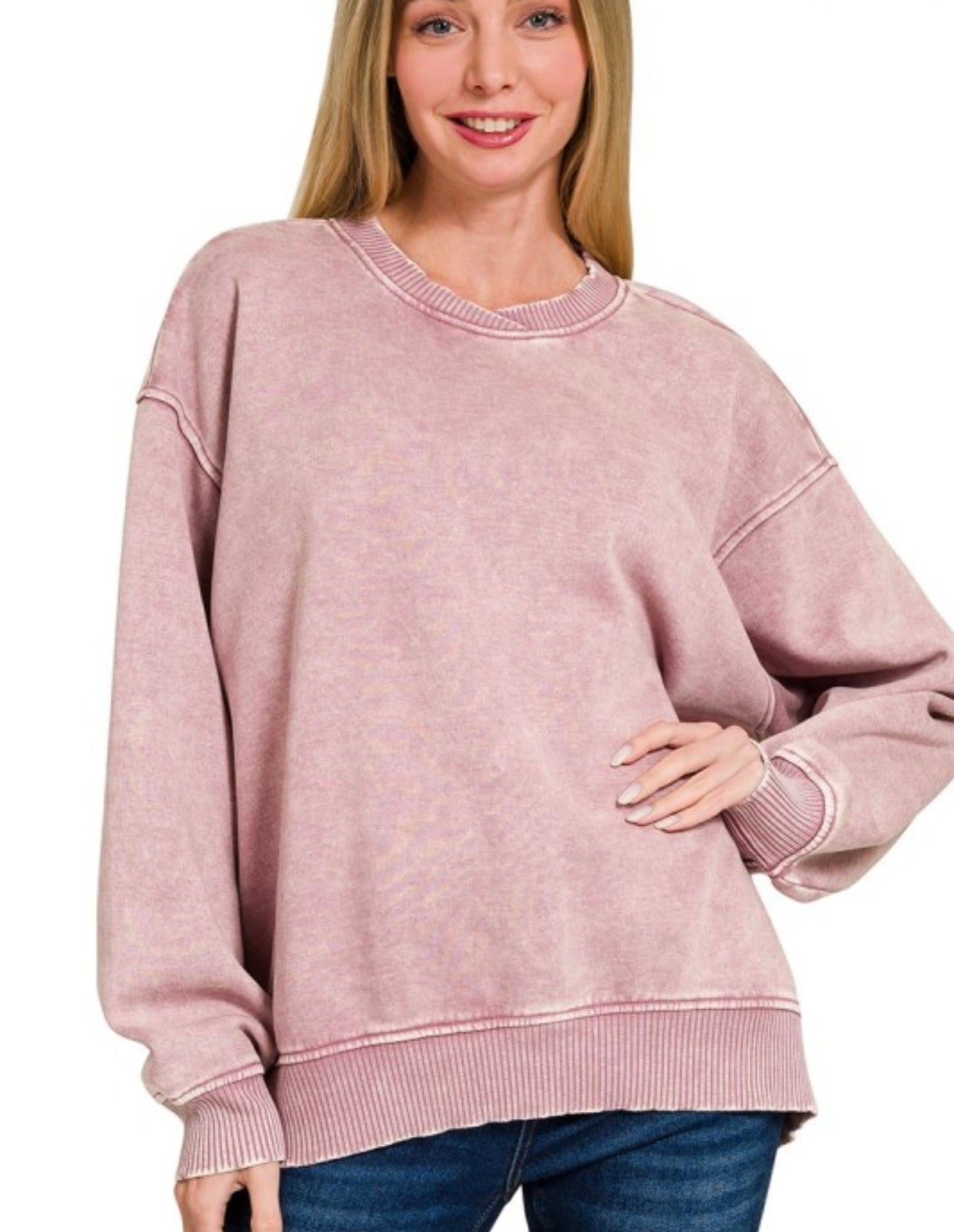 Acid Wash Oversized Crew