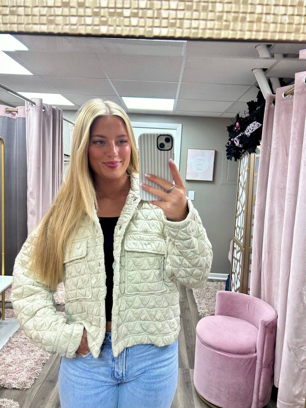 Quilted Collared Jacket W/ Pockets