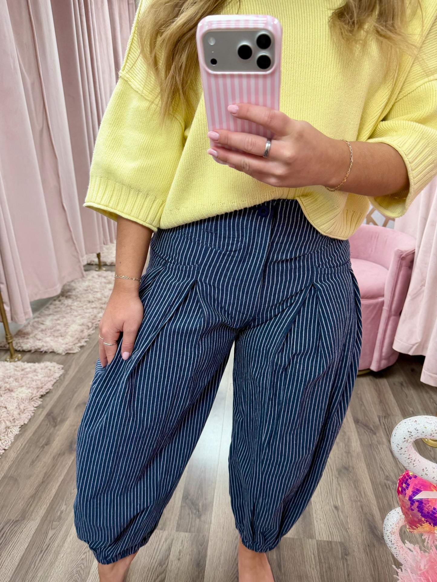Pull On Stripe Wide Leg Pant