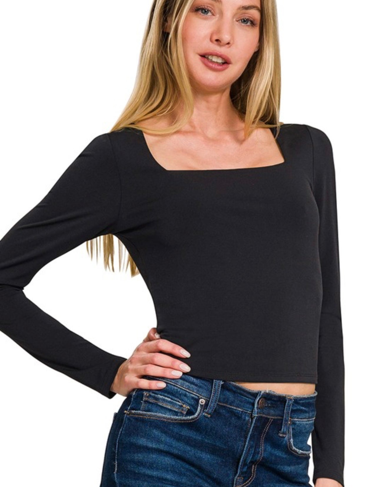 Soft Square Neck Long Sleeve