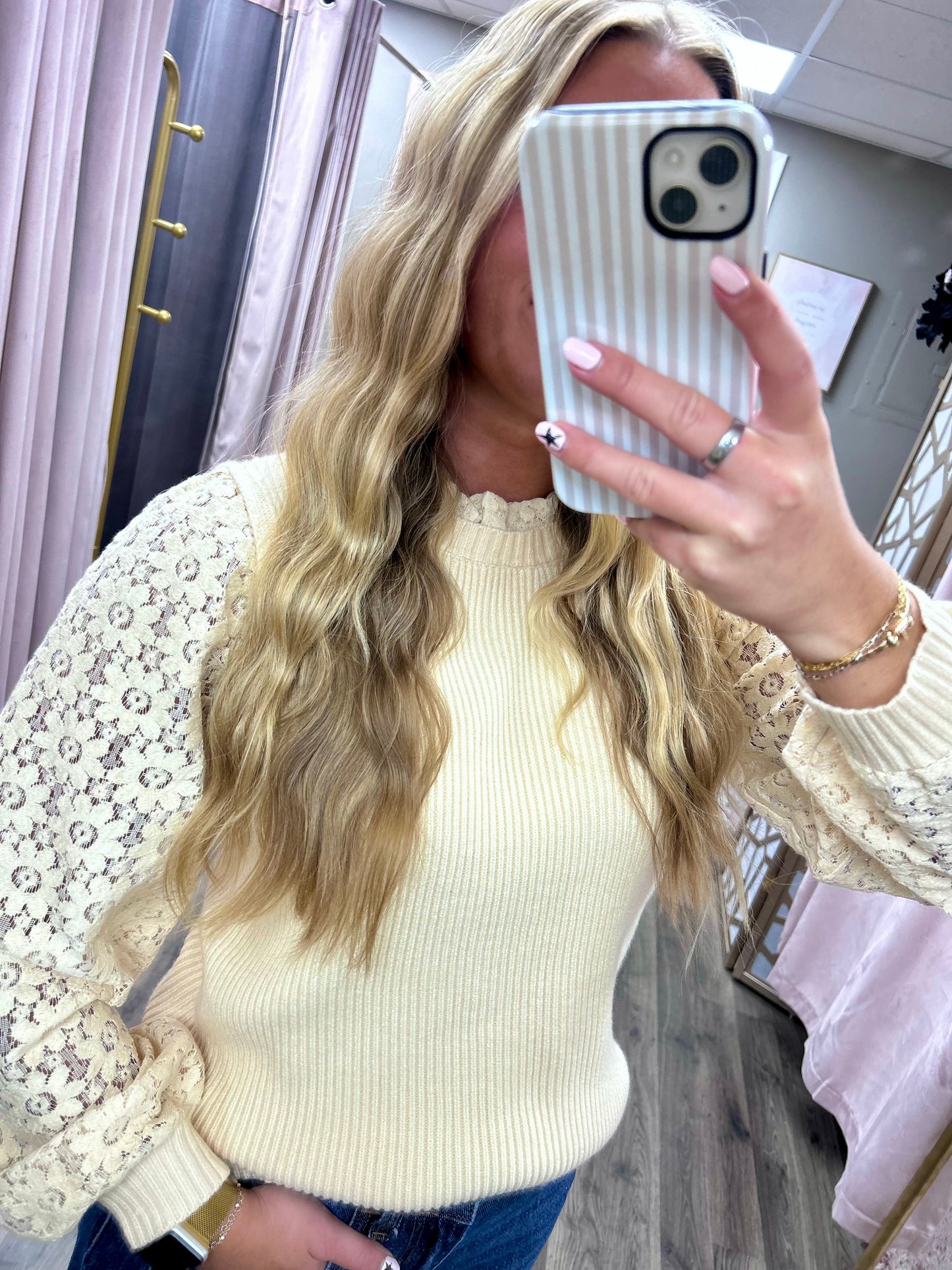 Mix Media Rib Sweater Top