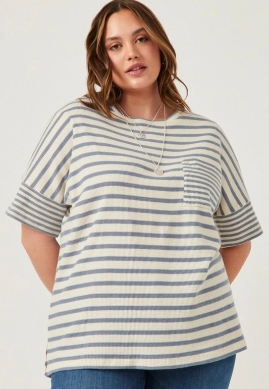 Waffle Textured Stripe Tee