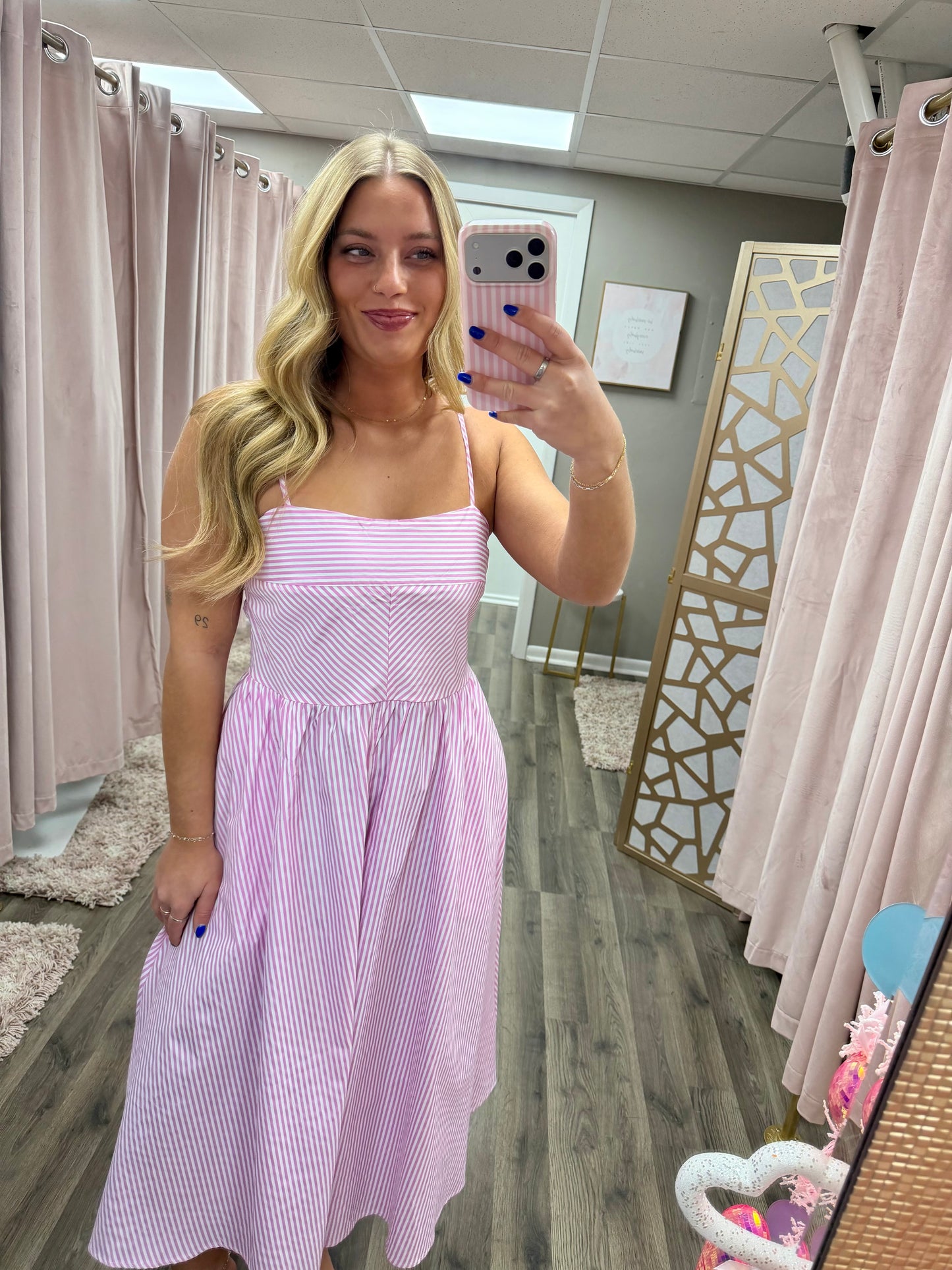 Striped Spaghetti Strap Dress