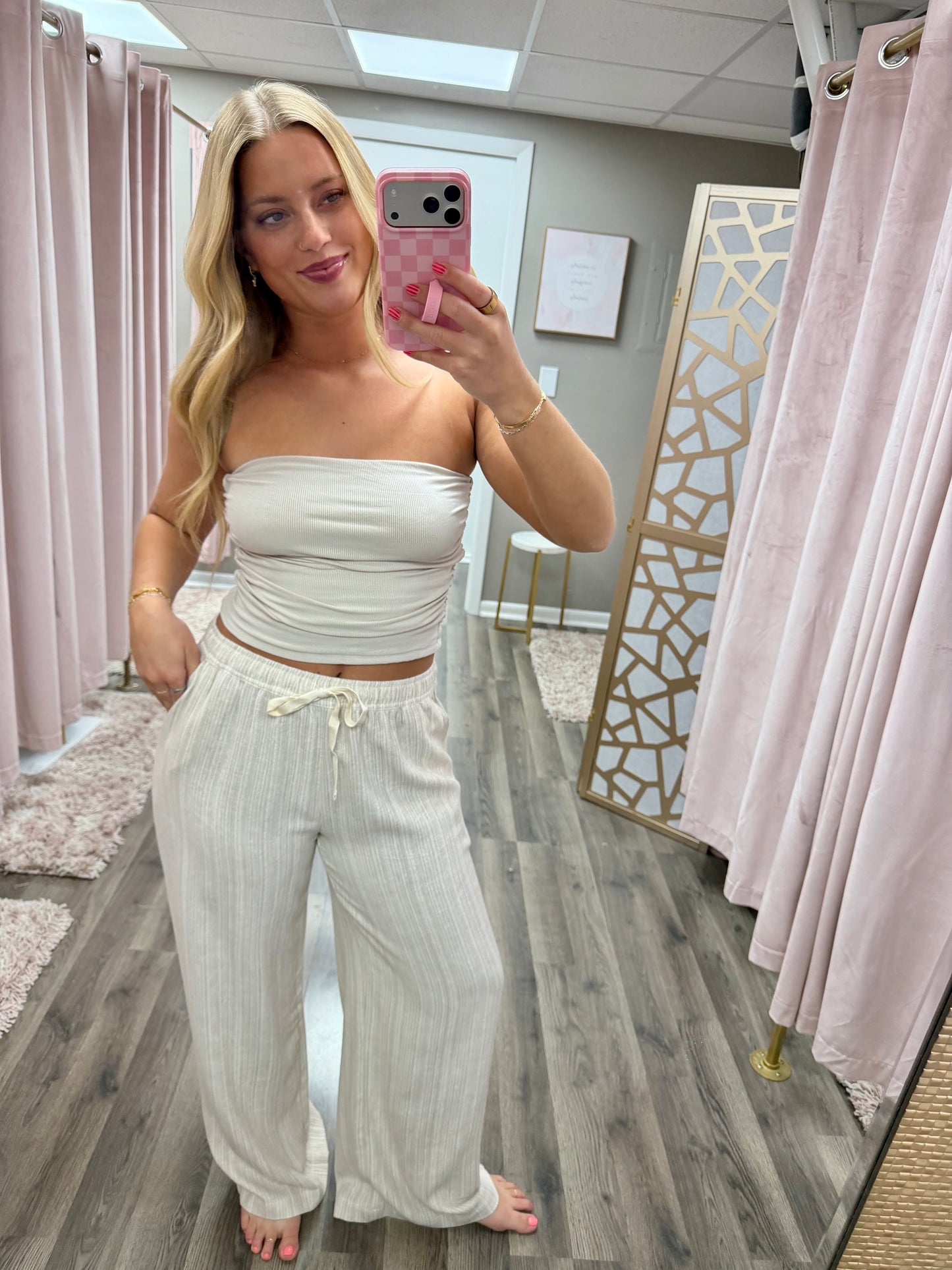 Linen Wide Leg Drawstring Pant