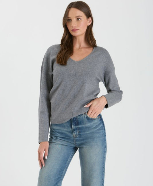 Solid V Neck Knit Sweater