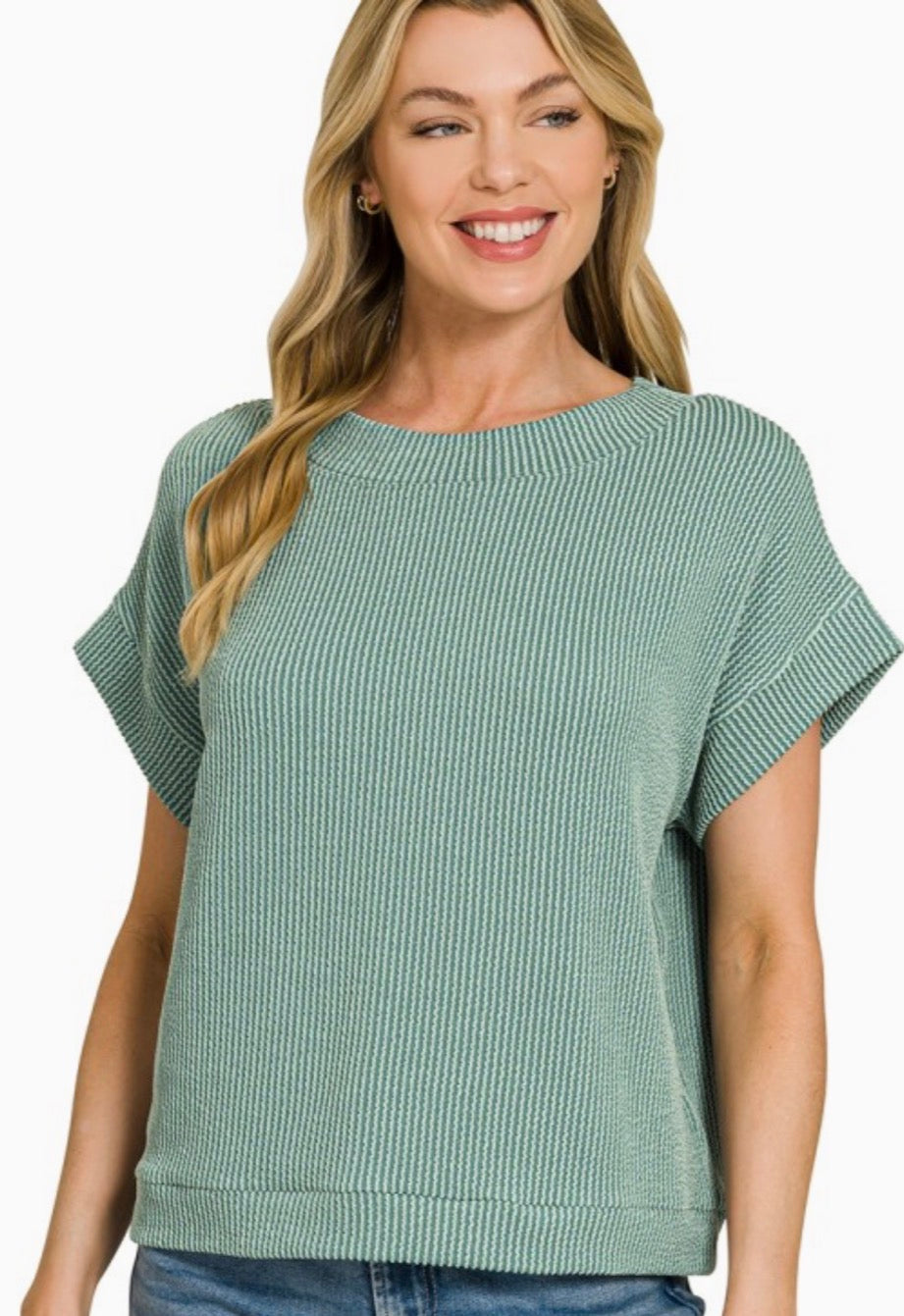 Raised Rib Cap Sleeve Tee