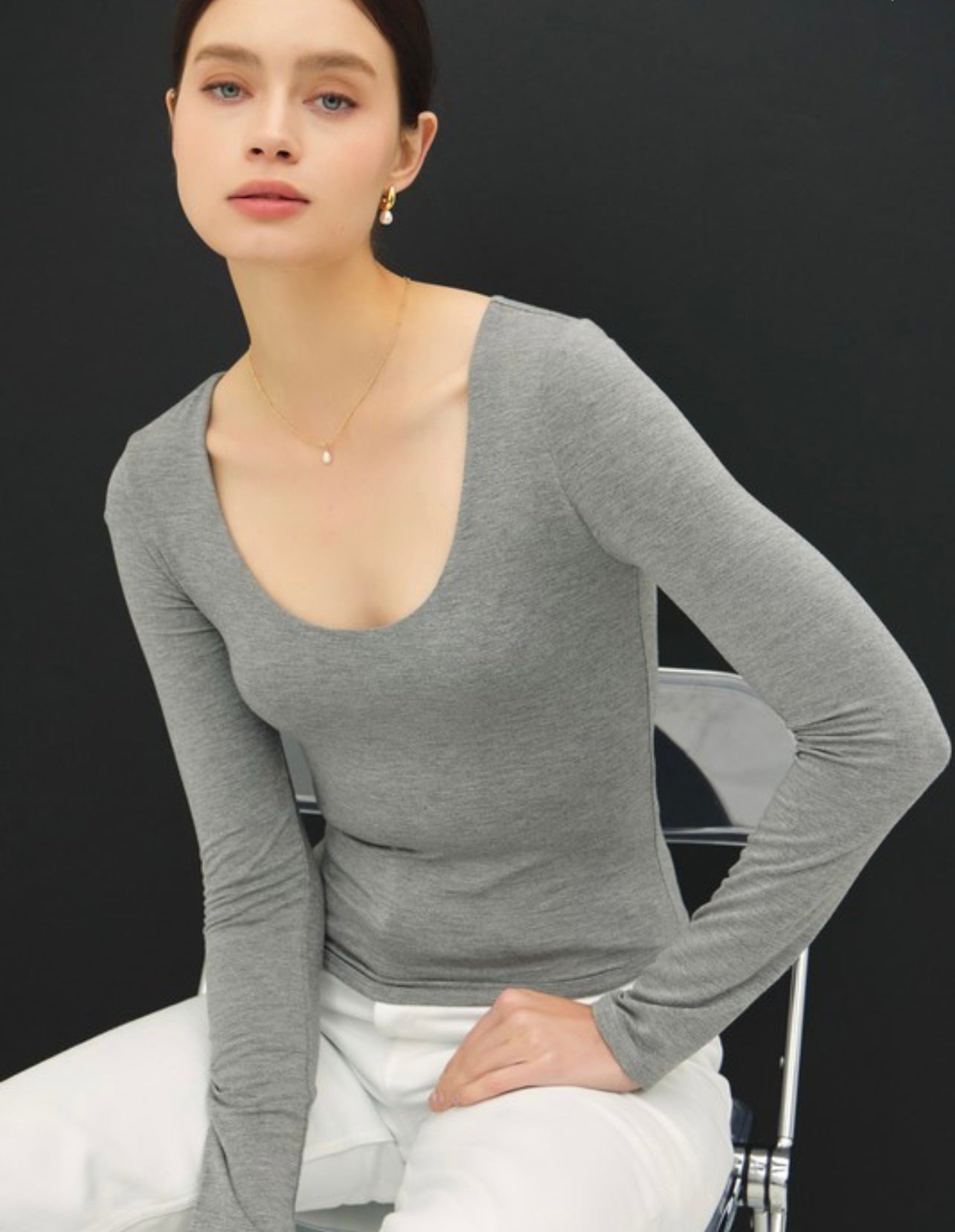 Solid Long Sleeve Basic Top