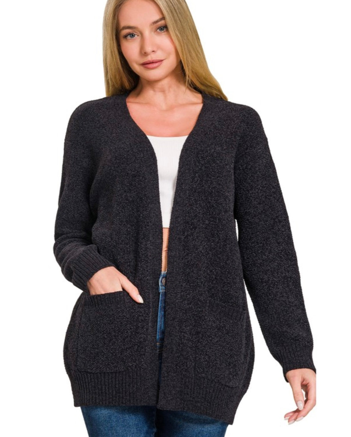 Melange Open Sweater Cardigan