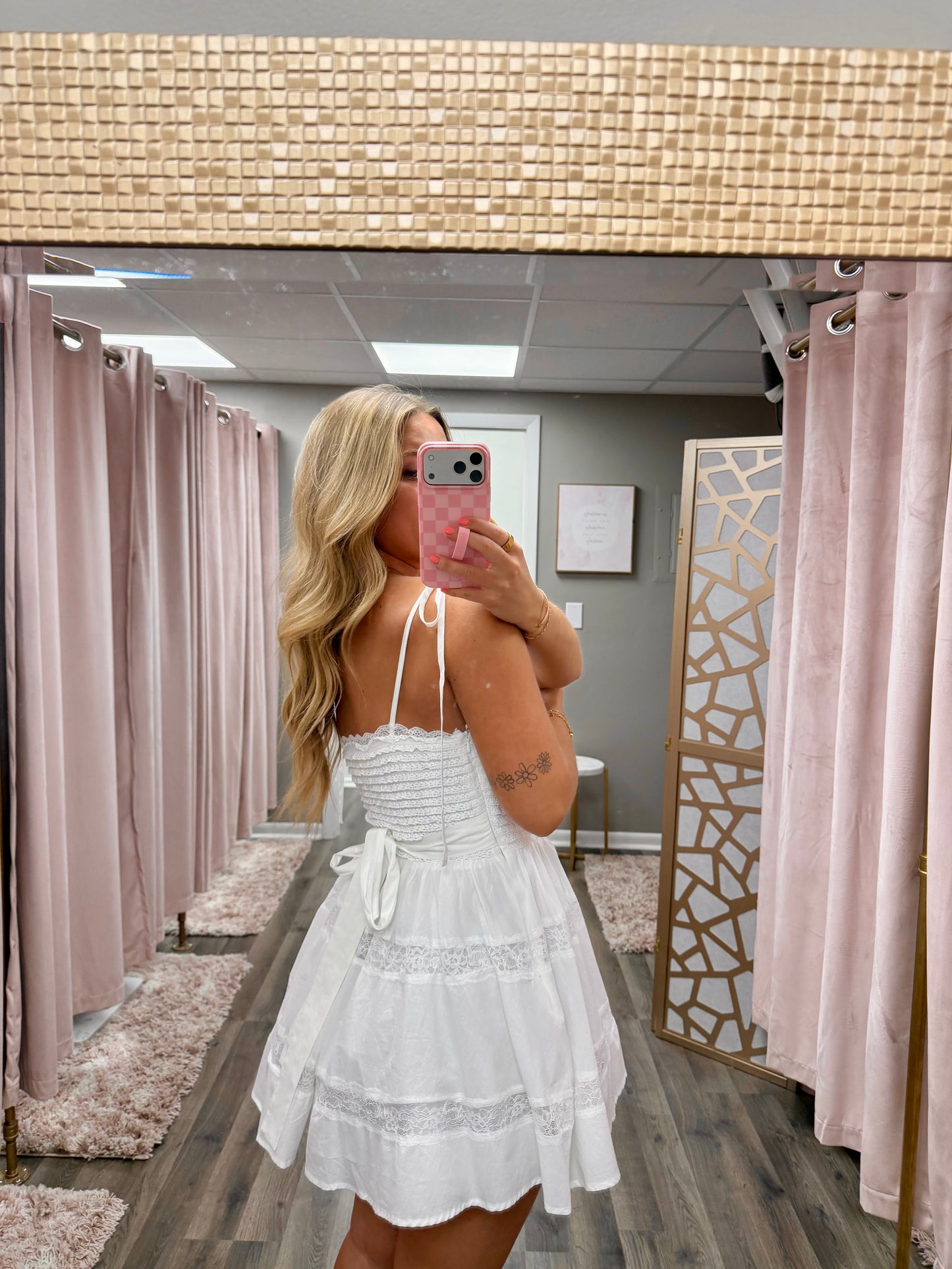Ruffle Textured Mini Dress