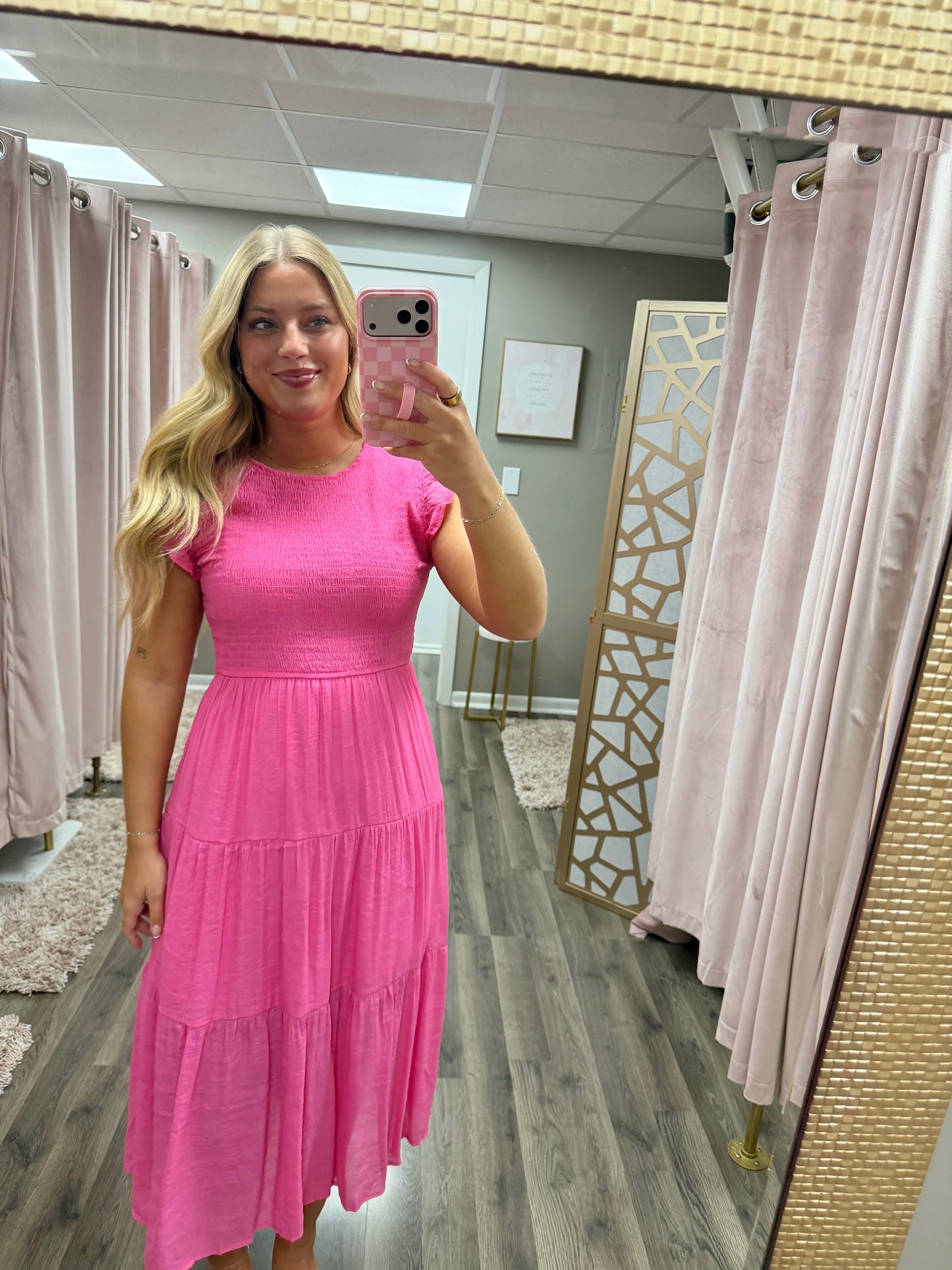 Smocked Tiered Midi Dress