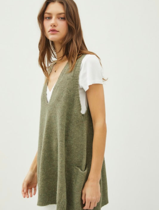 V Neck Oversized Sweater Vest