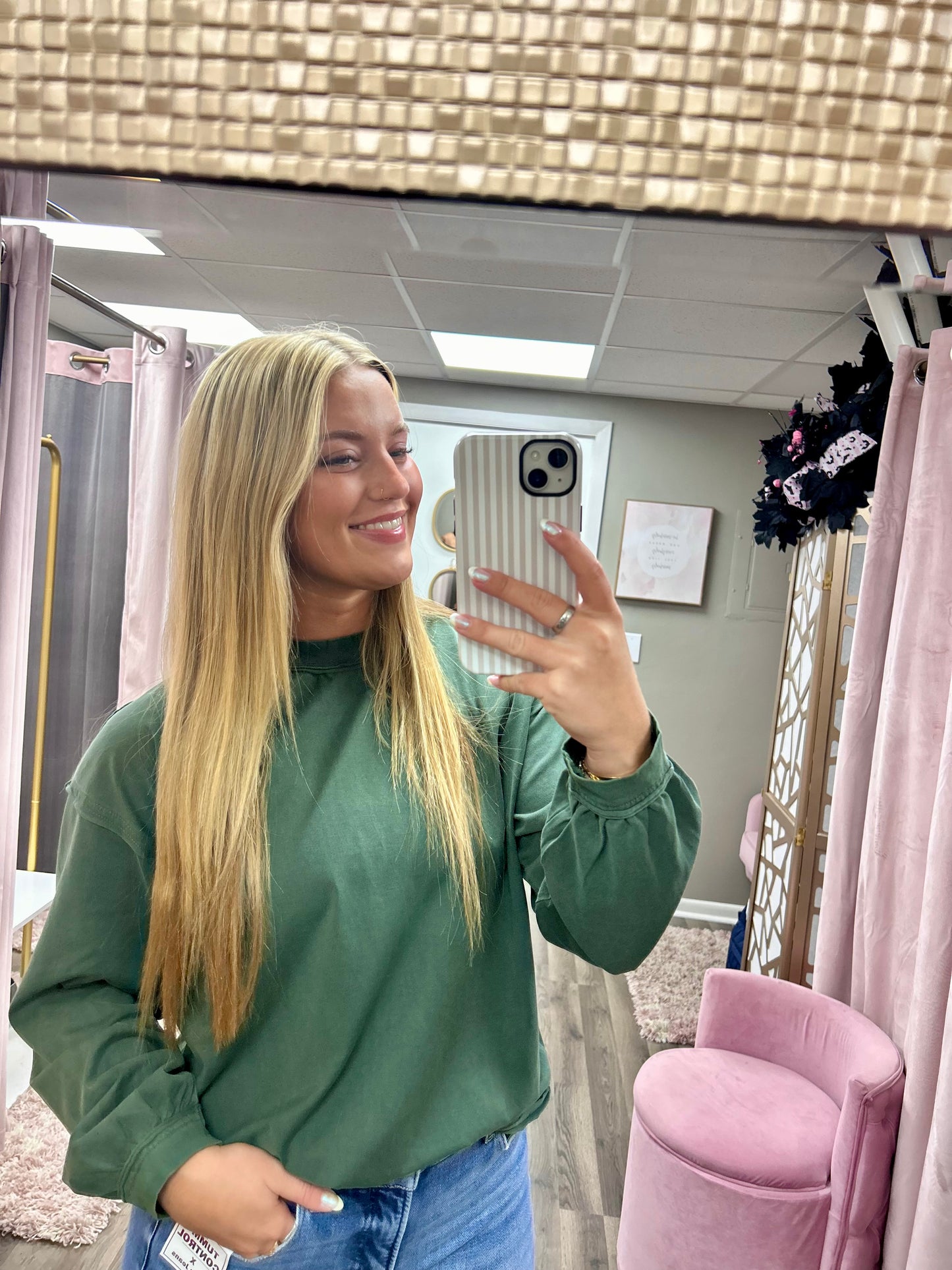 Pigment Washed Crewneck Long Sleeve