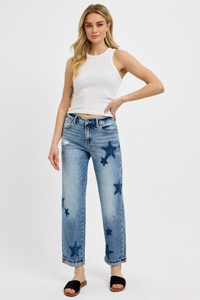 Risen Star Shadow Detail Boyfriend Jean