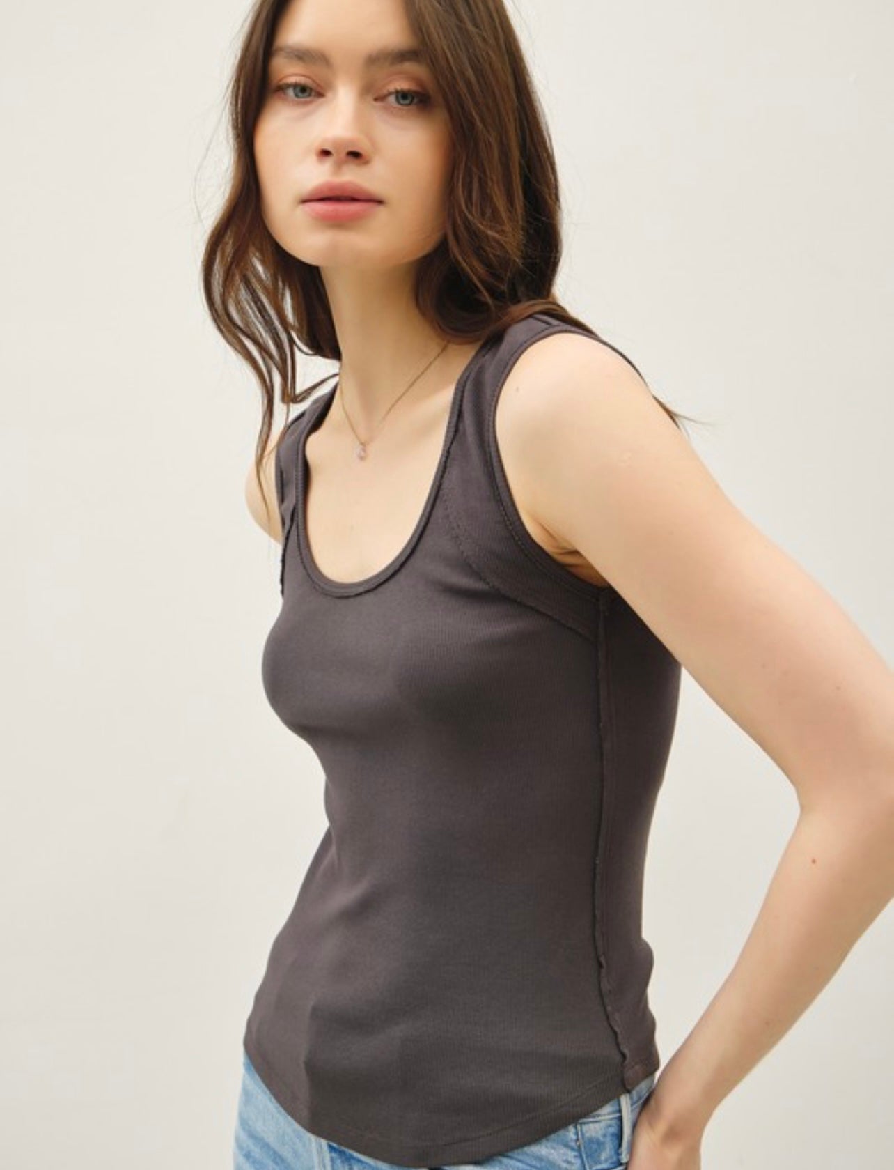 Ribbed Scoop Neck Tank