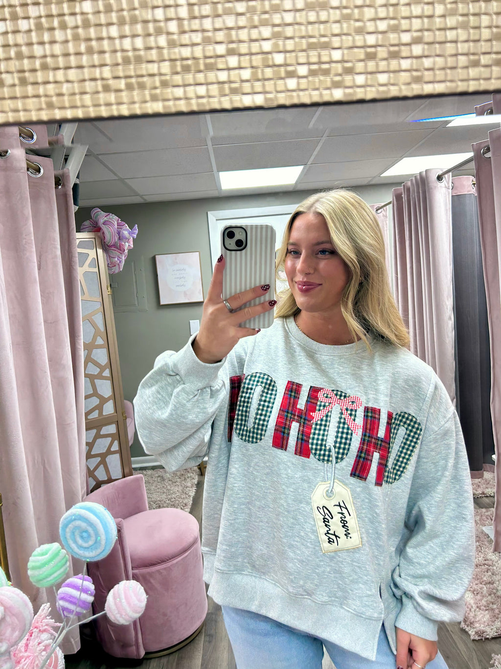 HoHoHo Patchwork Fleece Crewneck