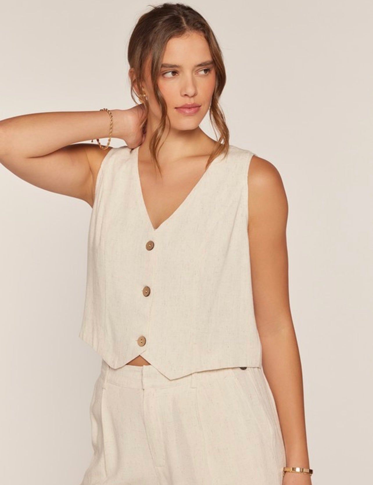 Linen Cropped Vest
