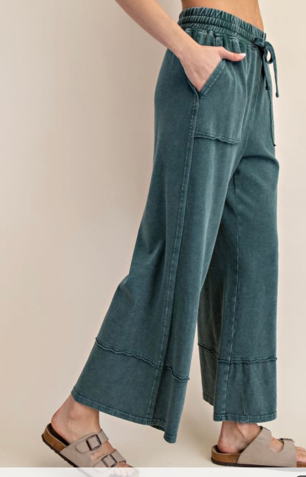 Cotton Cropped Wide Leg Pant