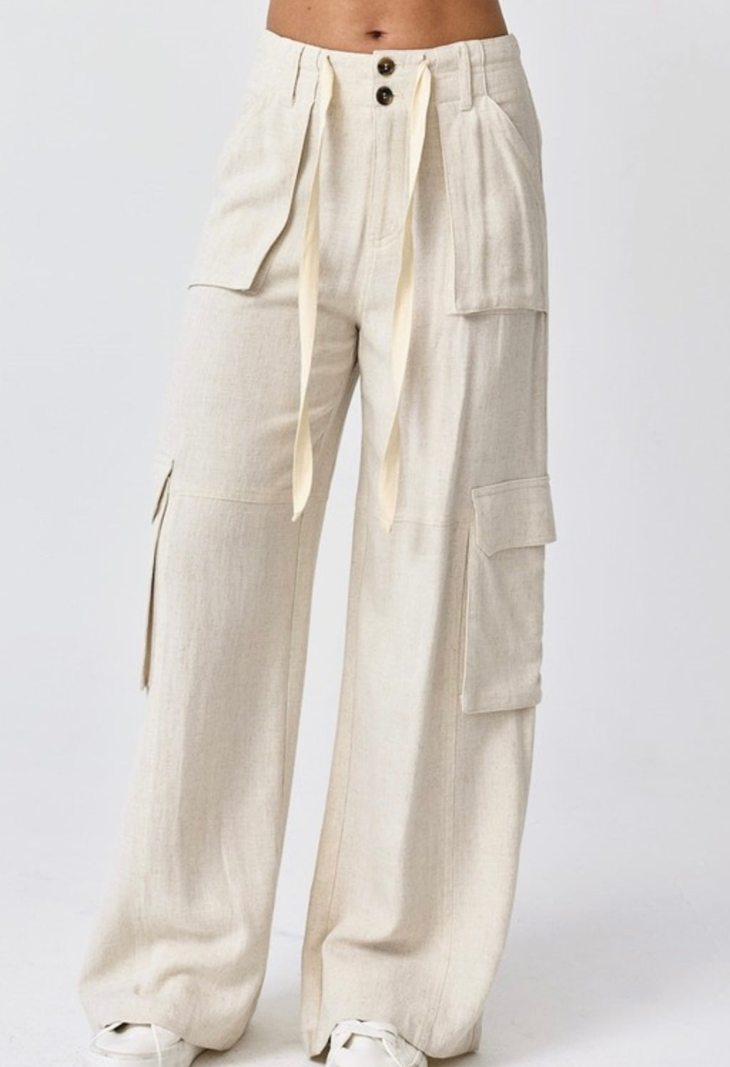 Relaxed Fit Wide Linen Pant