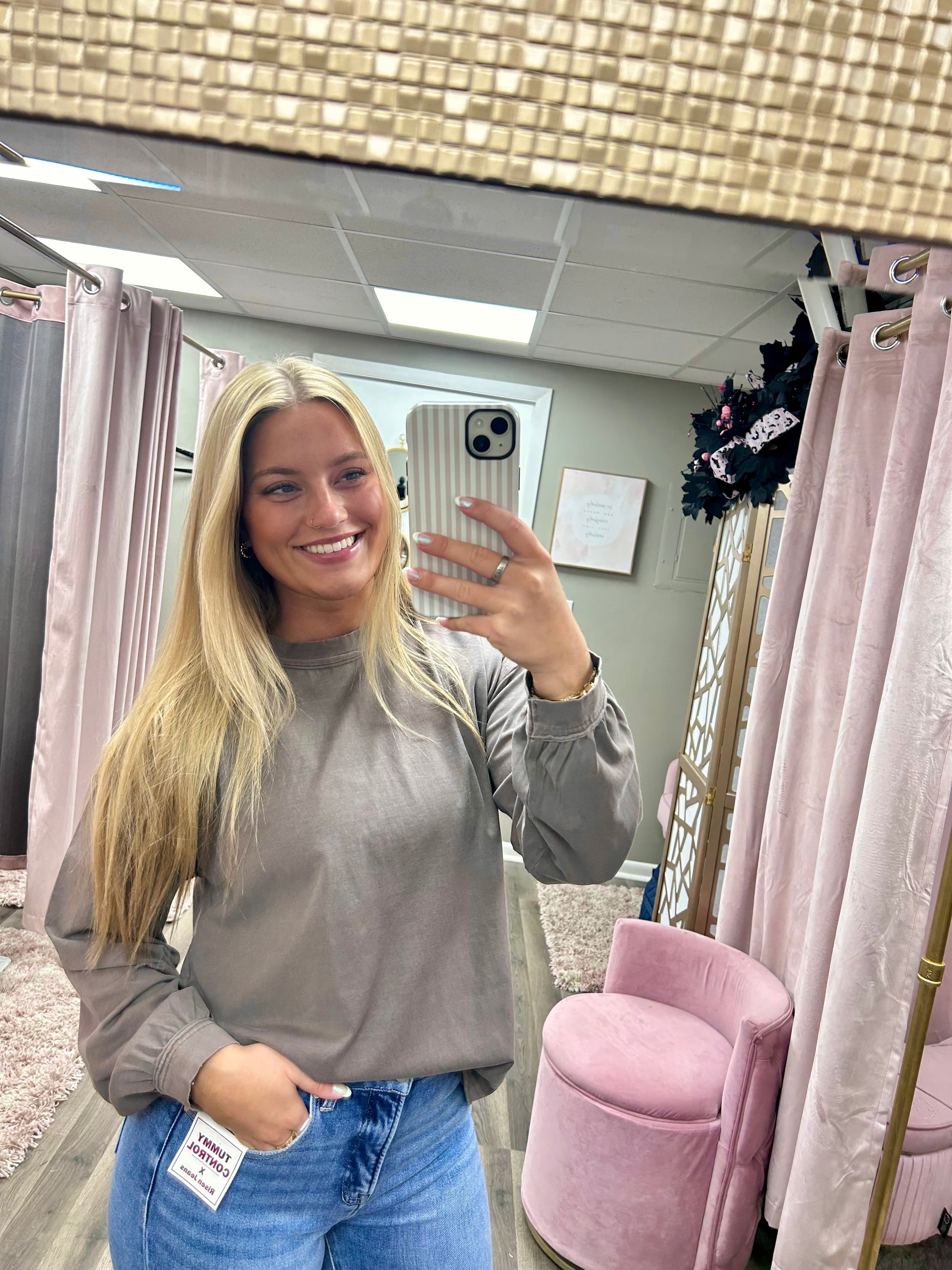 Pigment Washed Crewneck Long Sleeve