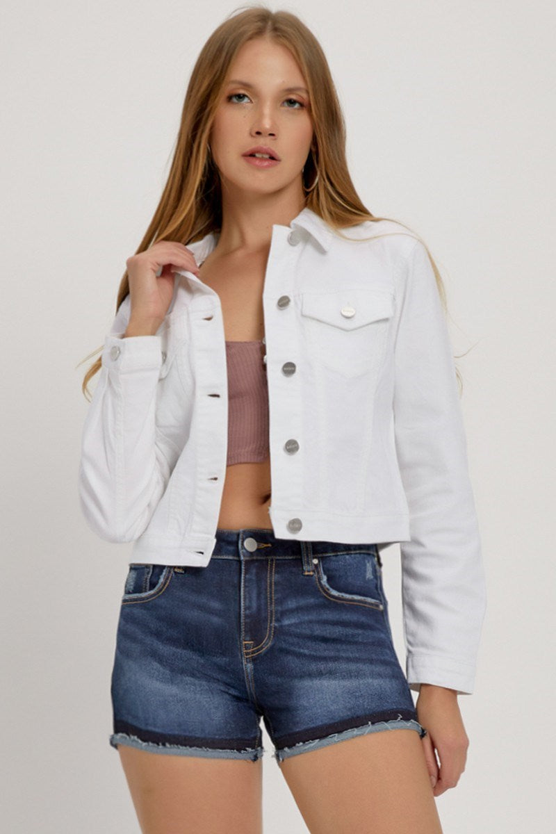 Risen Basic White Denim Jacket