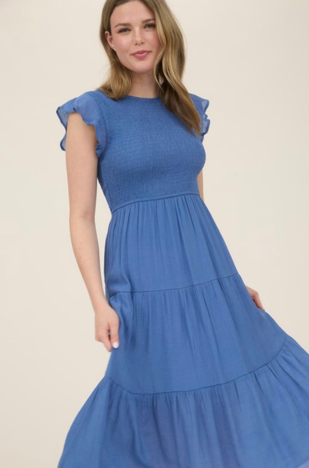 Smocked Tiered Midi Dress