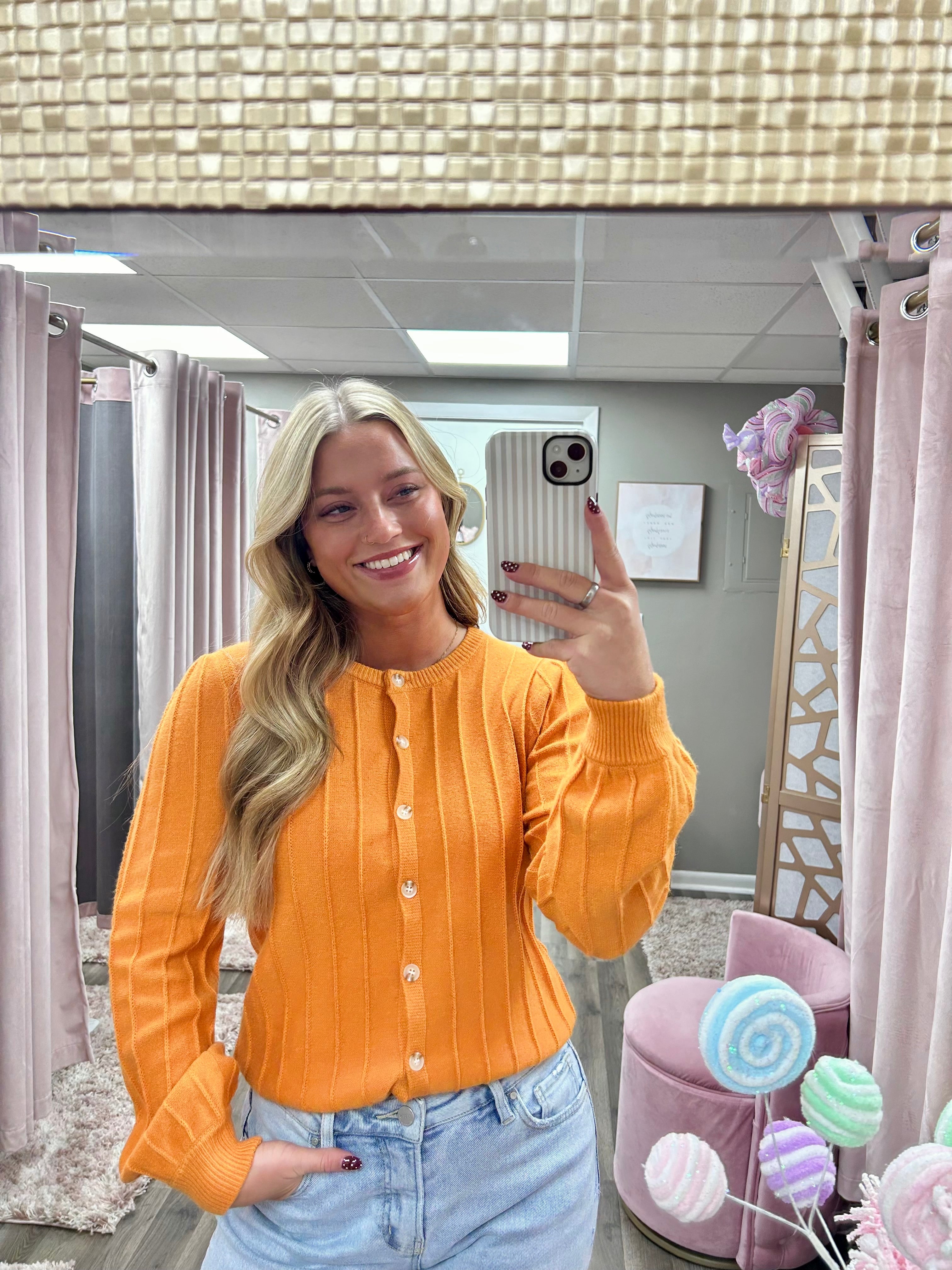 Crew Neck Button Cardigan