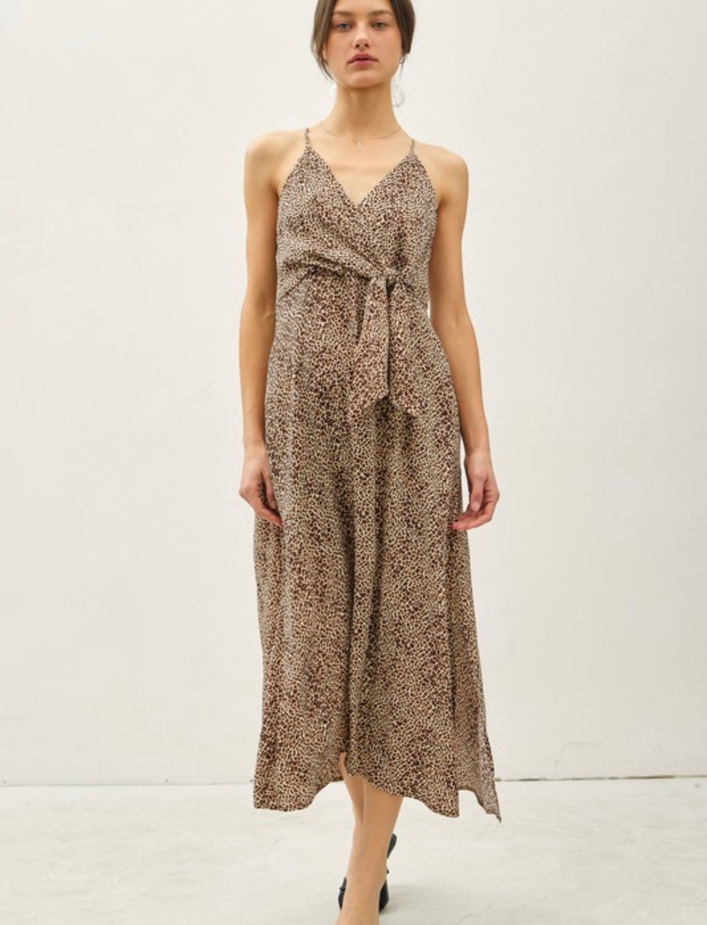 Leopard Print Midi Wrap Dress