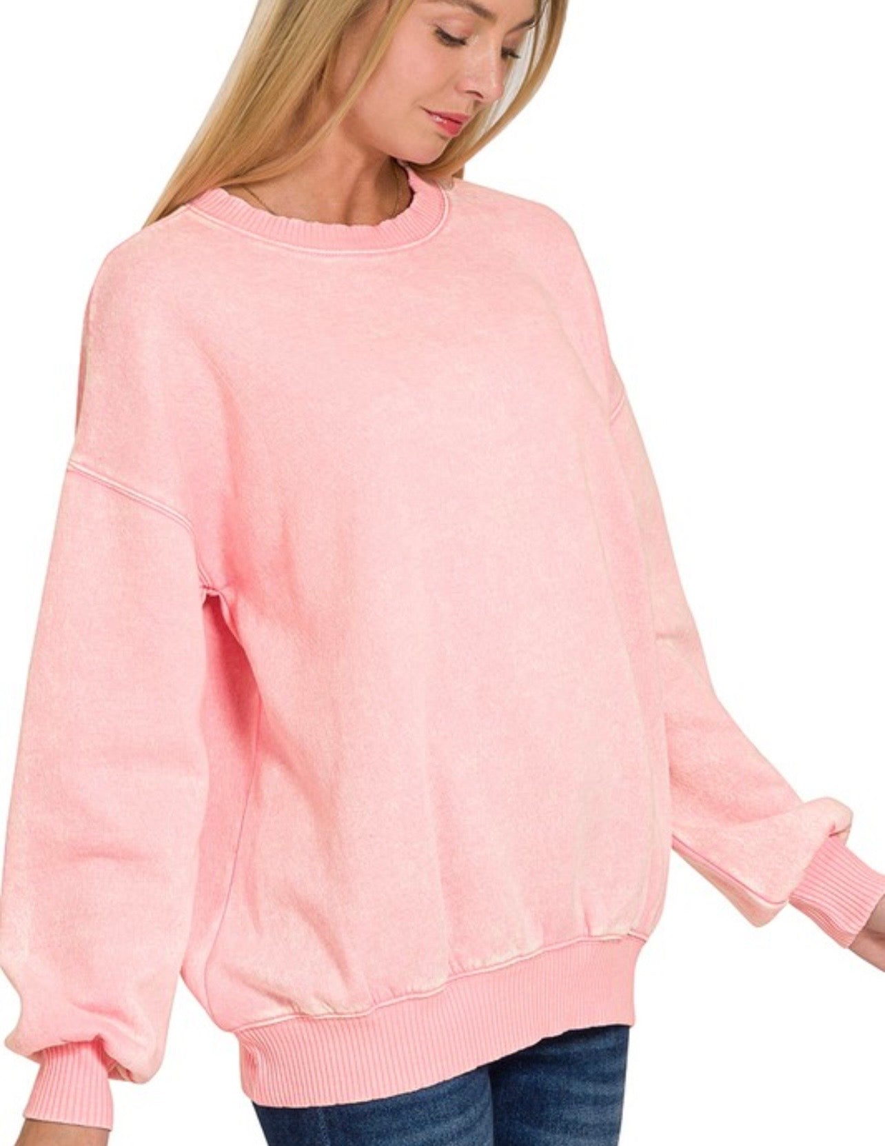 Acid Wash Fleece Pullover