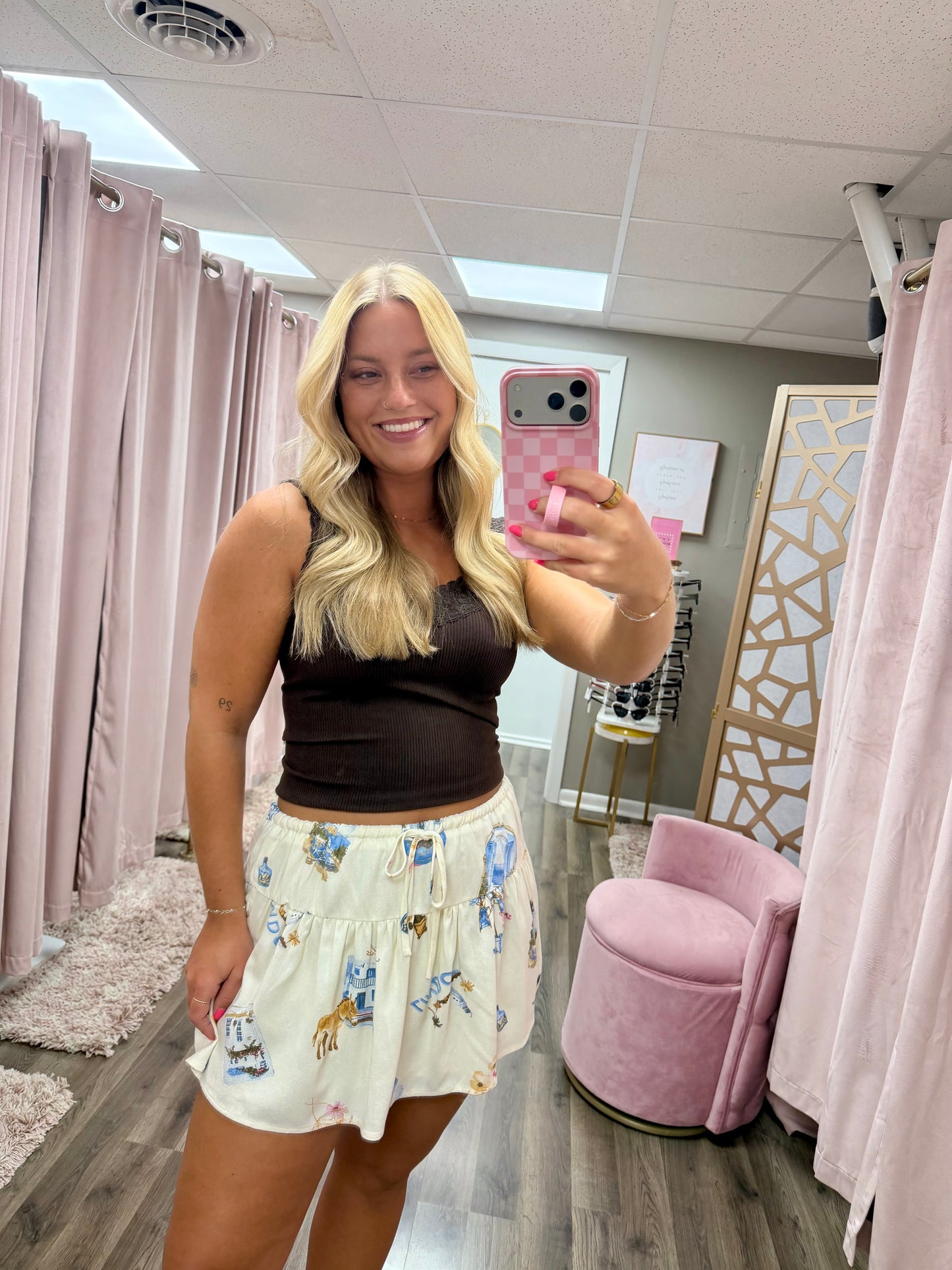 Lightweight Printed Mini Skirt