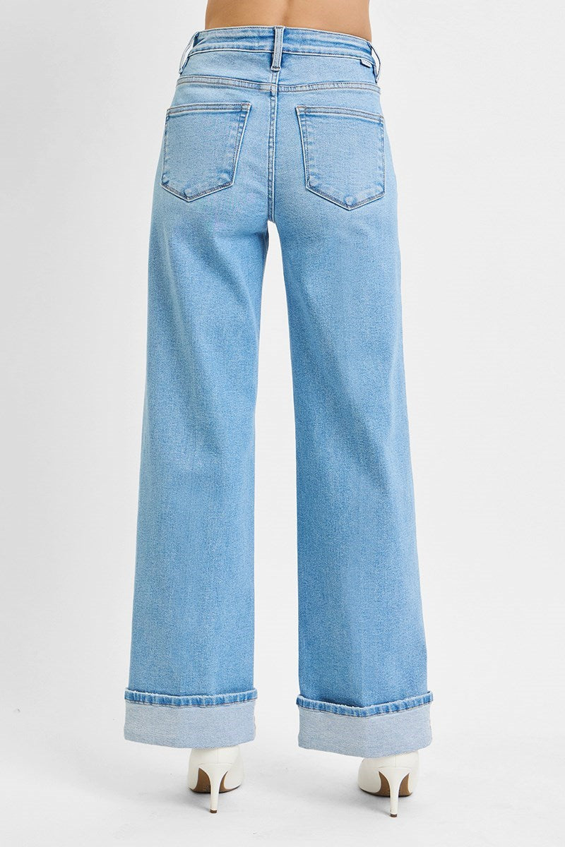 Risen Wide Leg W/Cuff Jeans