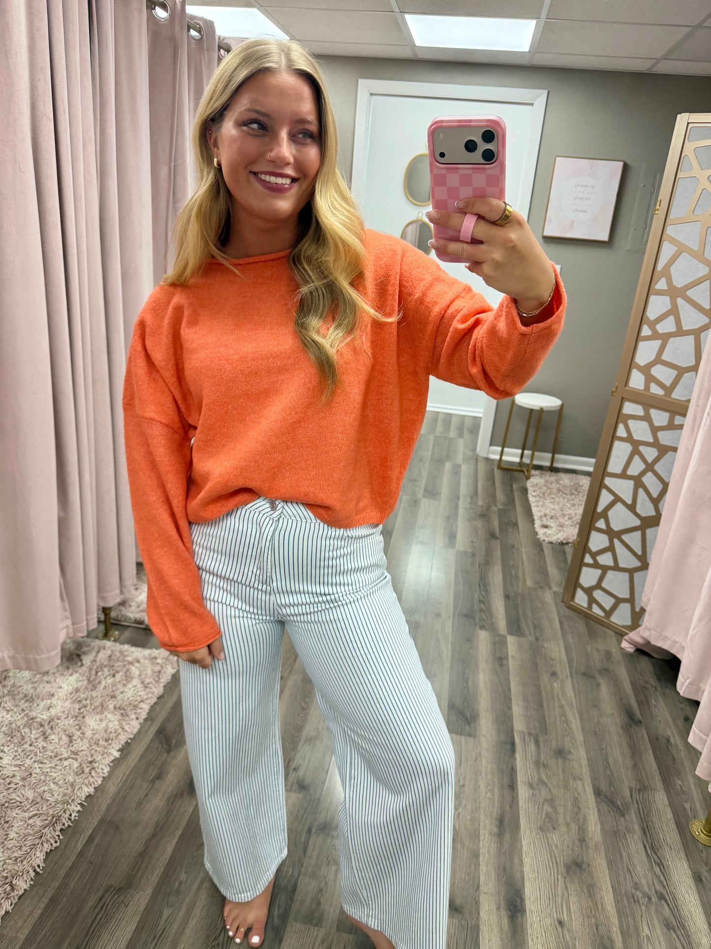 Comfort Stretch Striped Straight Pant