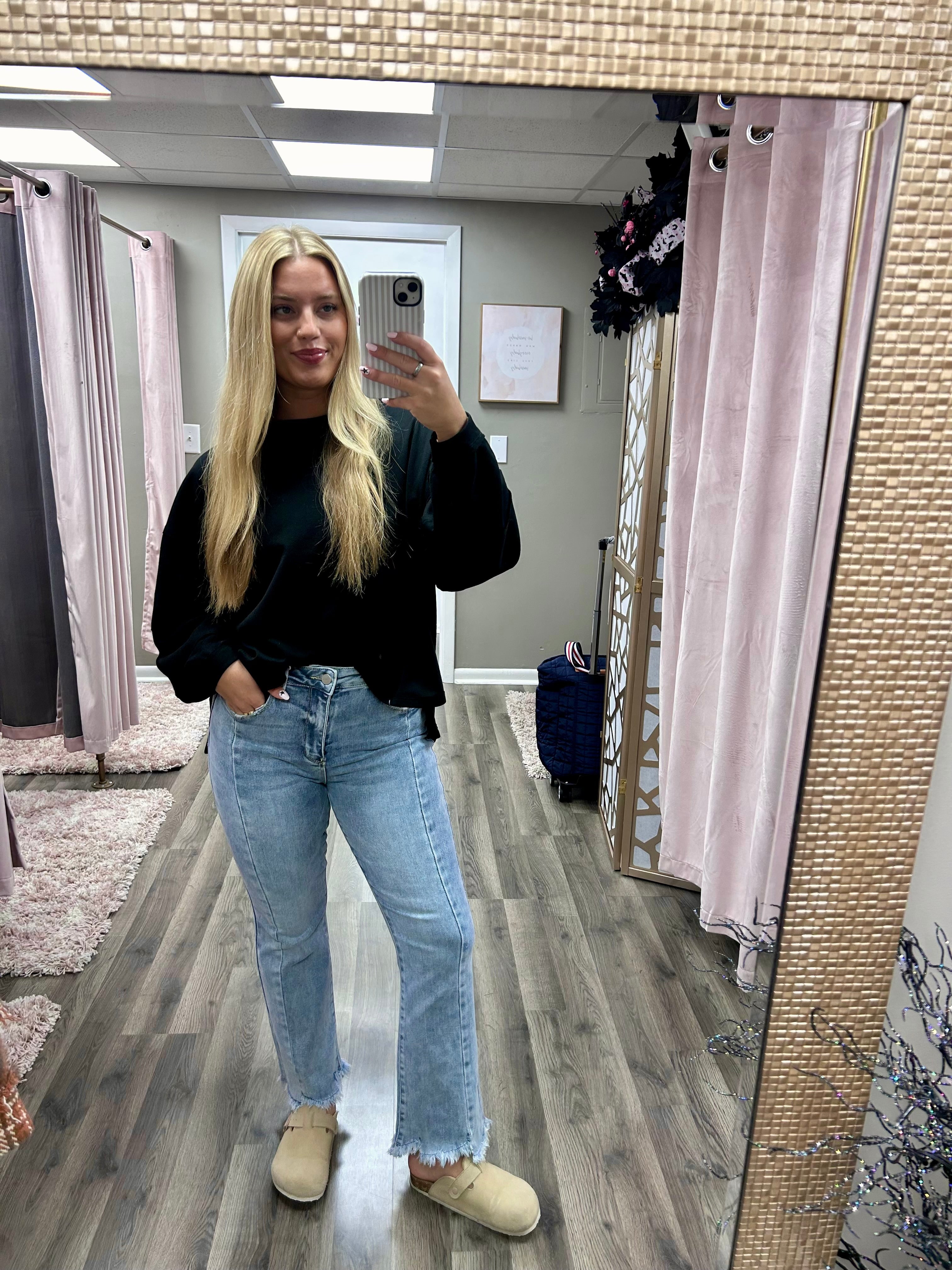 Risen High Rise Crop Flare Seam Jean