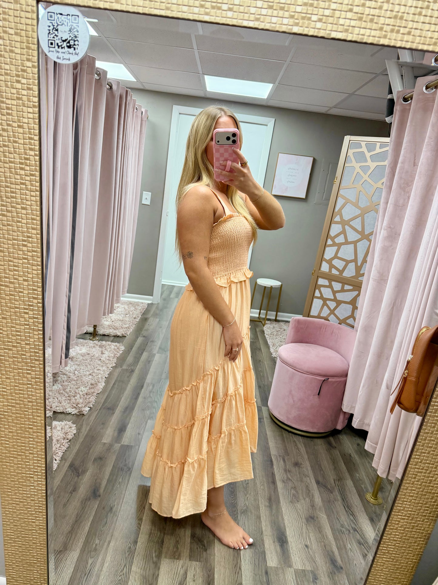 Square Neck Smocked Dress