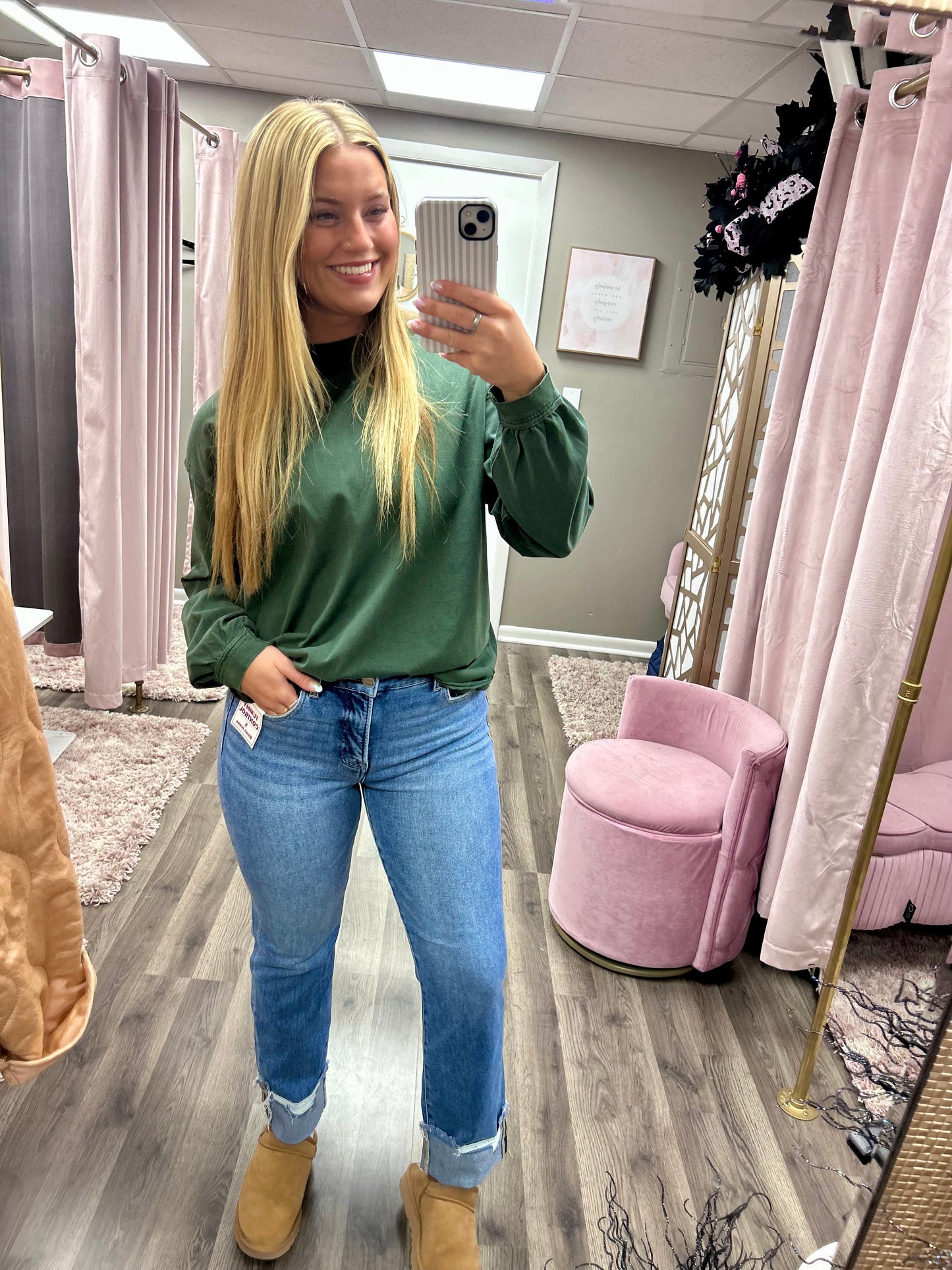 Risen High Rise Straight Cuffed Jean