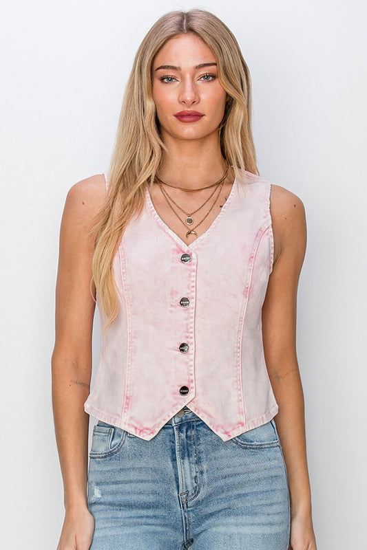 Risen Denim Button Down Vest