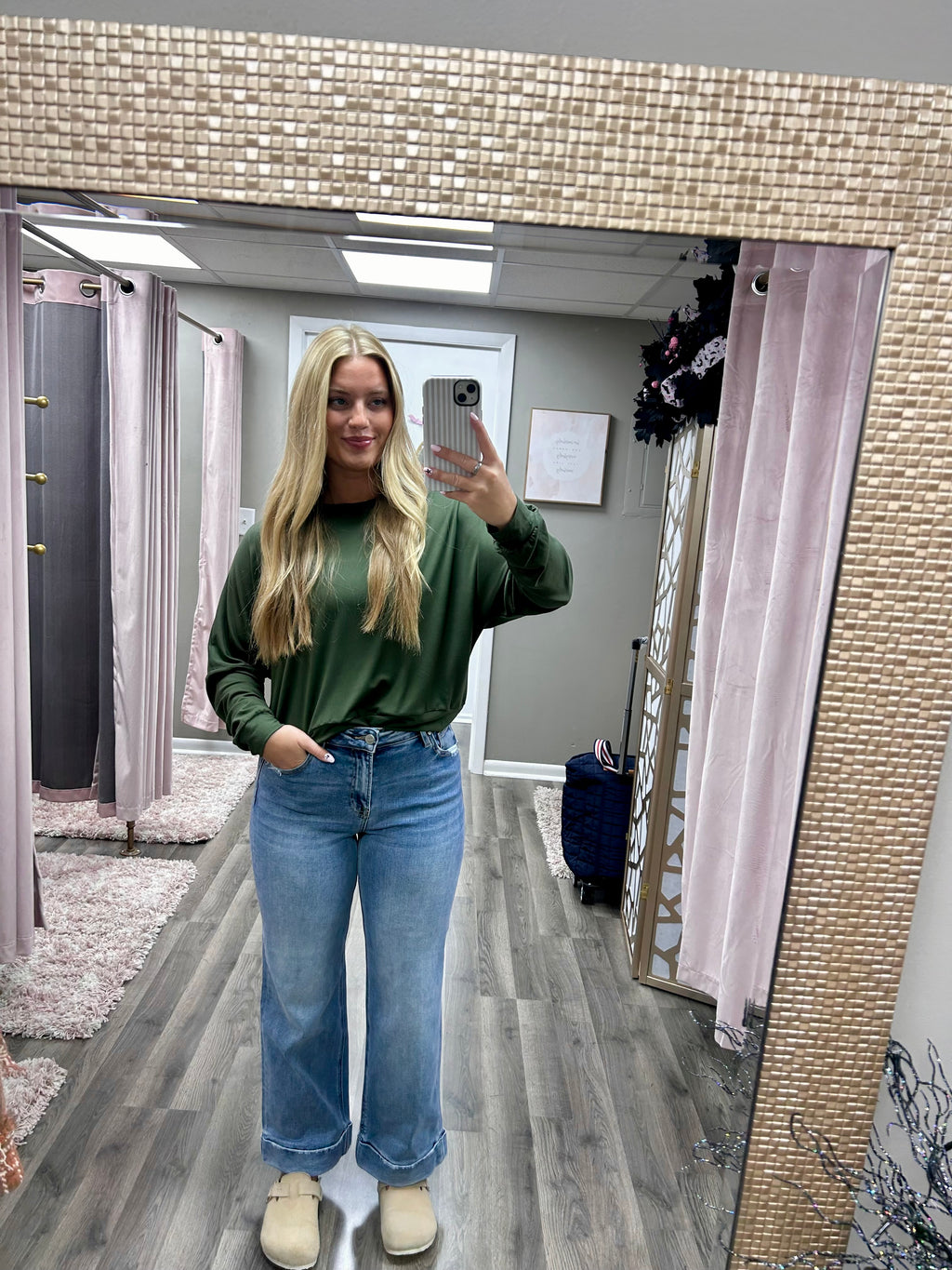 Risen Mid Rise Cuffed Straight Jean