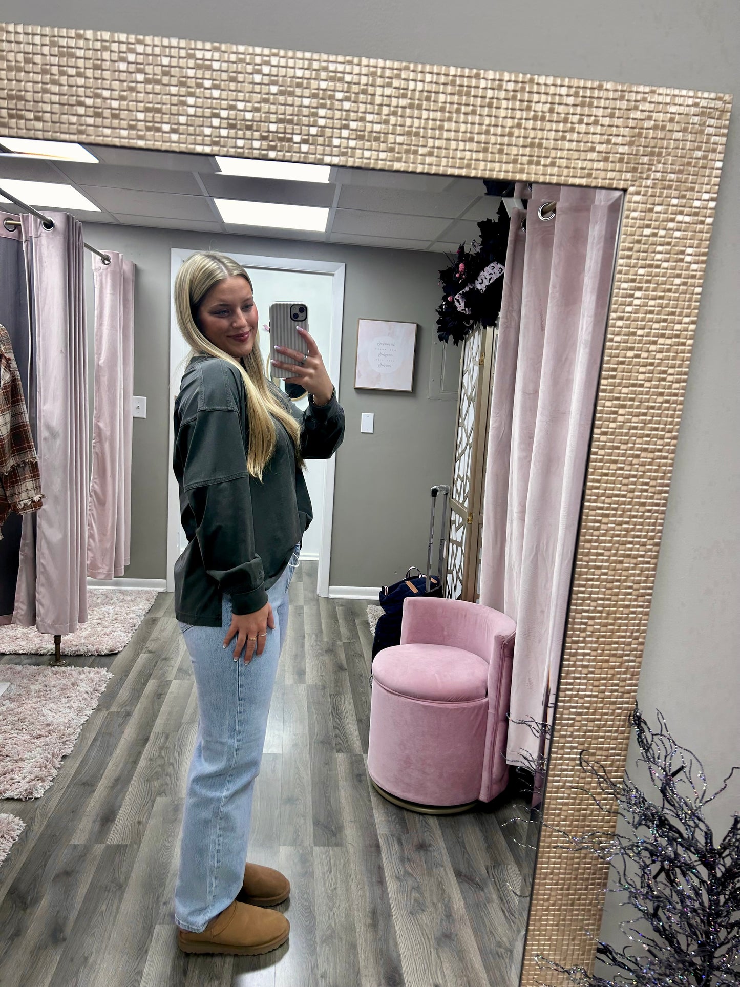 Bayeas Mid Rise Barrel Leg Jean