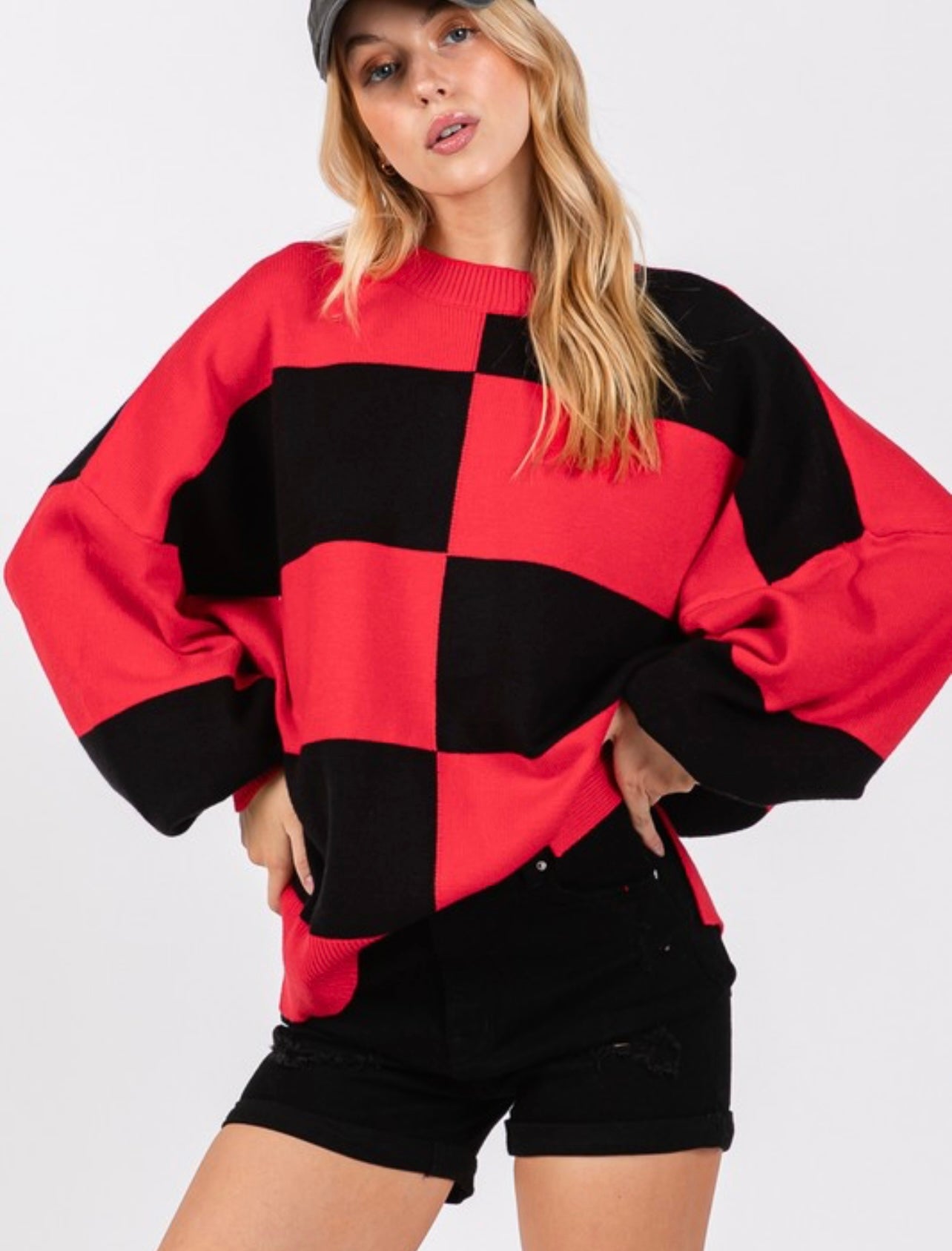 Gameday Oversized Checker Sweater