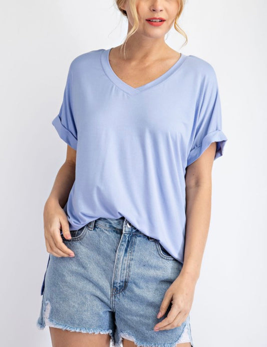 V Neckline Short Sleeve Top