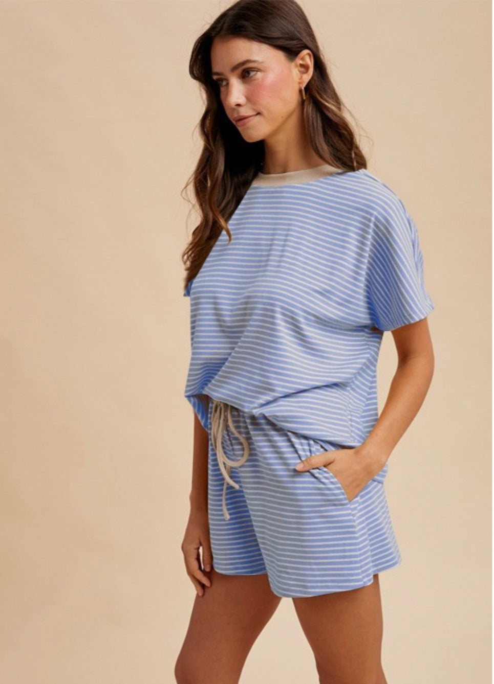 Loose Fit Stripe Top & Short Set