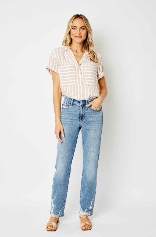 Judy Blue Straight Distressed Hem Jean