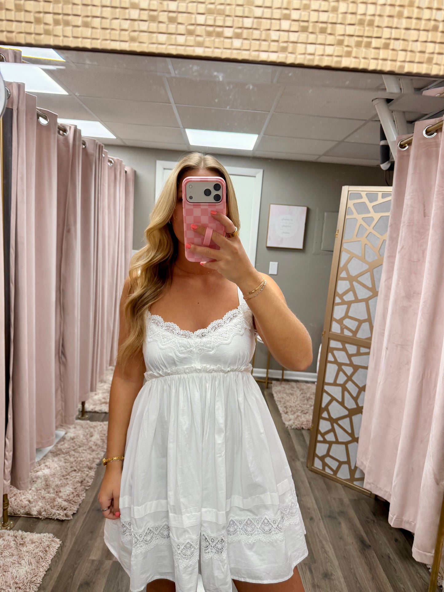 Lace Trim Line Mini Dress