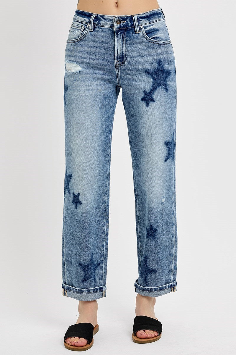 Risen Star Shadow Detail Boyfriend Jean