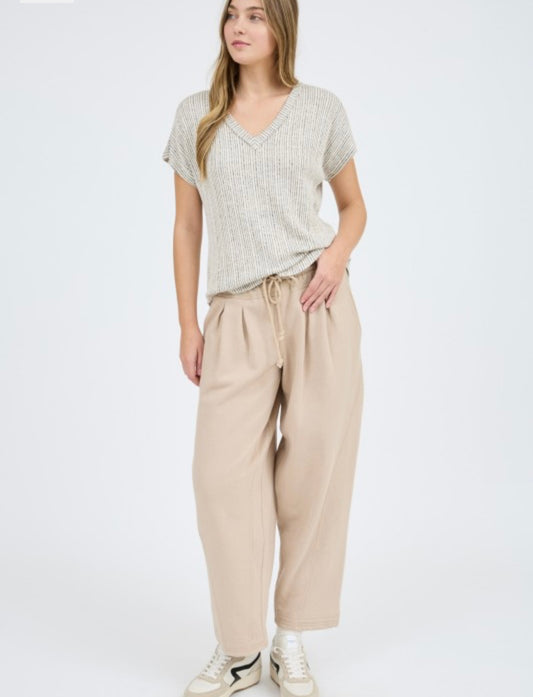 Plus V Neck Extended Short Sleeve Knit Top